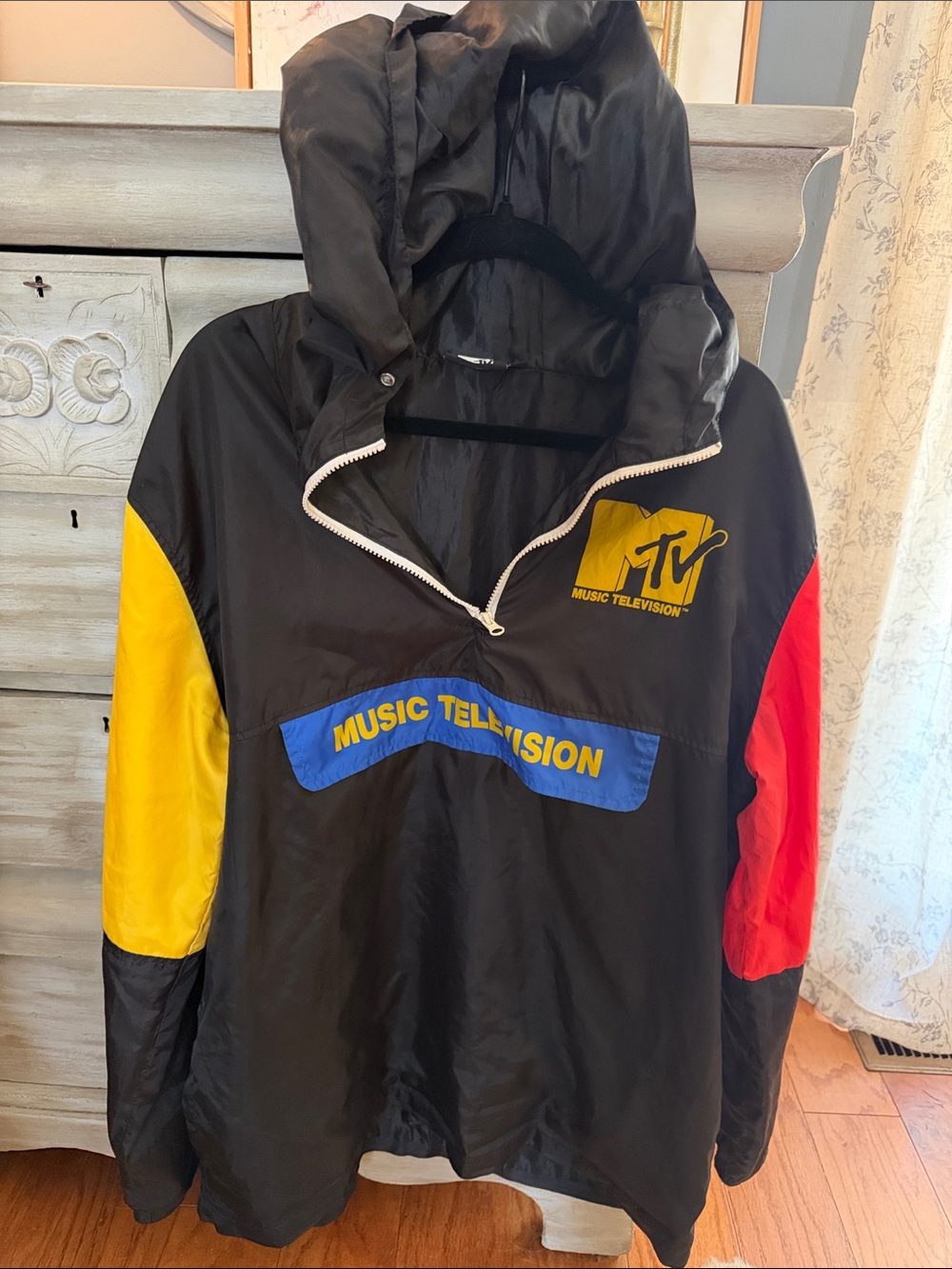 MTV Black Jacket with Yellow and Red Sleeves